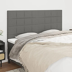 Maison Chic Lot de 4 Têtes de lit design pour chambre - Décoration de lit Gris foncé 80x5x78/88 cm Tissu -MN25728