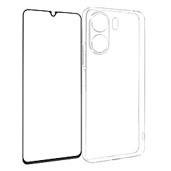 Avizar Coque pour Xiaomi Redmi 13C Silicone Gel et Verre Trempé Noir