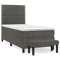 Maison Chic Lit Adulte - Lit simple Lit à sommier tapissier et matelas moelleux - Meuble de Chambre - Gris foncé 90x190 cm Velours -MN52520