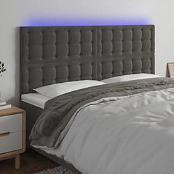 vidaXL Tête de lit à LED Gris foncé 180x5x118/128 cm Velours