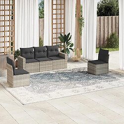 vidaXL Salon de jardin 5 pcs avec coussins gris clair résine tressée