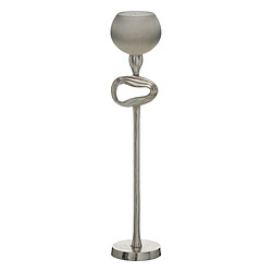 BigBuy Home Bougeoir Gris Argenté Aluminium Verre 11 x 11 x 56 cm