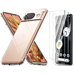 Coque Silicone Transparente + 2 Verres Trempes Pour Google Pixel 8 Little Boutik©