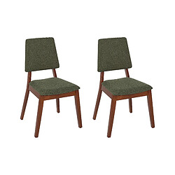 Beliani Bois d'hévéa Chaise de salle à manger Set de 2 Vert foncé MERRILL