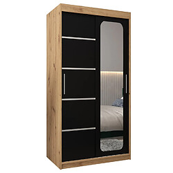 Abiks Meble Armoire PROMO V2 À Portes Coulissantes 200/100/62 2 Portes (Artisan/Noir)