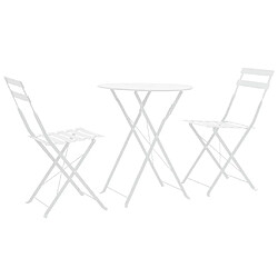 Maison Chic Mobilier de bistro et chaises de jardin 3 pcs Acier Blanc -GKD580700