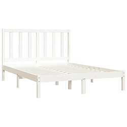 Avis vidaXL Cadre de lit sans matelas blanc bois de pin massif 140x190 cm