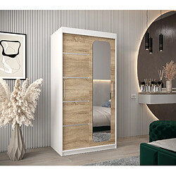 Abiks Meble Armoire PROMO V2 À Portes Coulissantes 200/100/62 2 Portes (Blanc/Sonoma)