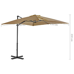 vidaXL Parasol de jardin avec base portable taupe pas cher