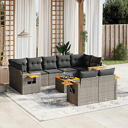 Maison Chic Salon de jardin avec coussins 10 pcs, Ensemble Tables et chaises de jardin, gris résine tressée -GKD334838