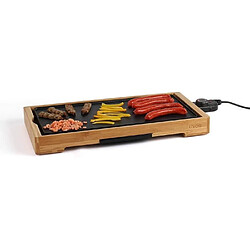 Avis Livoo Plancha grill électrique en aluminium et bambou 2200 W Grande surface de cuisson antiadhésive