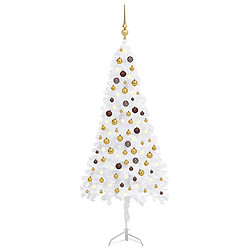 vidaXL Arbre de Noël artificiel LED et boules Blanc 180 cm PVC