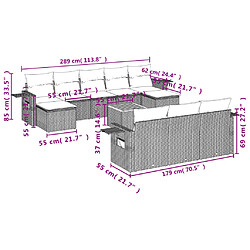 Acheter vidaXL Salon de jardin 11 pcs avec coussins beige résine tressée
