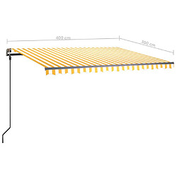 vidaXL Auvent manuel rétractable avec LED 4x3 m Jaune et blanc pas cher