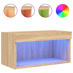 vidaXL Meuble TV avec lumières LED chêne sonoma 60x30x30 cm