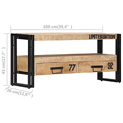 vidaXL Meuble TV 100x30x45 cm Bois de manguier massif pas cher