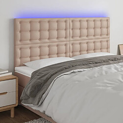 Maison Chic Tête de lit scandinave à LED,meuble de chambre Cappuccino 200x5x118/128 cm Similicuir -MN89534