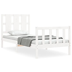 Maison Chic Cadre/structure de lit et tête de lit pour adulte - Lit Moderne Chambre blanc 100x200 cm bois massif -MN42143