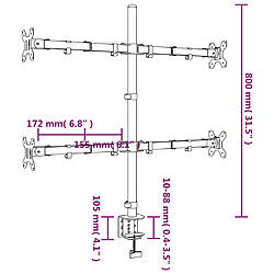 vidaXL Support de moniteur noir acier VESA 75/100 mm pas cher