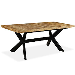 vidaXL Table à manger Bois de manguier massif et croix en acier 180 cm