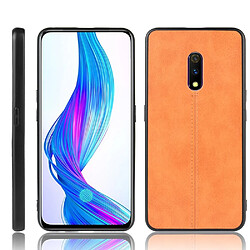 Wewoo Coque Pour Oppo Realme X Antichoc Couture Vache Motif Peau PC + PU + TPU Cas Orange