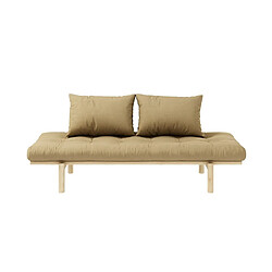 Avis Inside 75 Méridienne futon PACE en pin coloris beige blé couchage 75*200 cm.