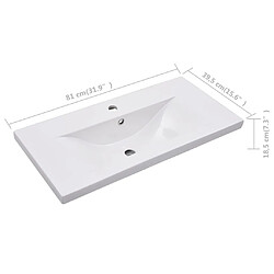 vidaXL Lavabo encastré 81 x 39,5 x 18,5 cm Céramique Blanc pas cher