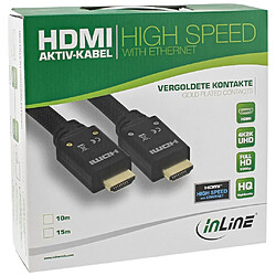 NEDIS Câble HDMI haute vitesse actif InLine® avec Ethernet, 4K2K, M / M, contacts noirs et dorés, 15 m