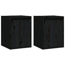 vidaXL Armoires murales 2 pcs Noir 30x30x40 cm Bois de pin massif