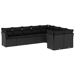 Maison Chic Salon de jardin 9 pcs avec coussins | Ensemble de Table et chaises | Mobilier d'Extérieur noir résine tressée -GKD66705