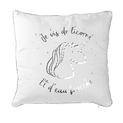 The Home Deco Factory Coussin Licorne - 40 x 40 cm - Argent