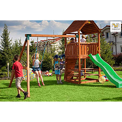 Aire de jeux en bois Joy Move avec toboggan et portique de chez Fungoo