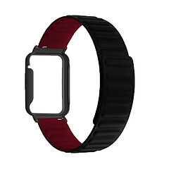 Bracelet en silicone magnétique, à déclenchement rapide pour votre Xiaomi Mi Band 7 Pro - noir/rouge vin