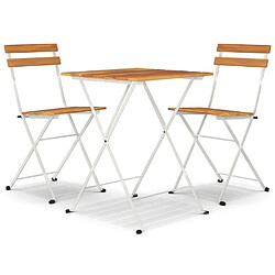 vidaXL Ensemble de bistro pliable 3 pcs Bois d'acacia solide et acier