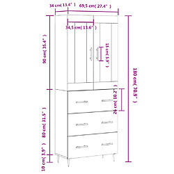 vidaXL Buffet haut Gris béton 69,5x34x180 cm Bois d'ingénierie pas cher