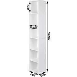 Helloshop26 Bibliothèque MDF étagère de rangement pour bureau salon salle d'étude avec 6 compartiments 158,4 cm blanc 19_0000210