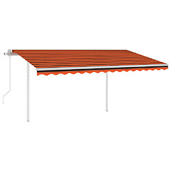 Maison Chic Store banne | Auvent rétractable de porte | Marquise Brise-soleil automatique et poteaux 4x3m Orange et marron -GKD41764