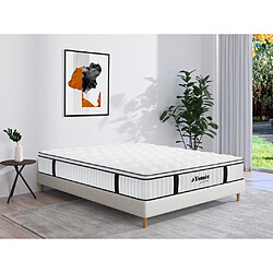 Vente-Unique Matelas 140 x 190 cm anti-feu ressorts ensachés et surmatelas intégré ép.28cm - DELICE de YSMÉE HÔTEL