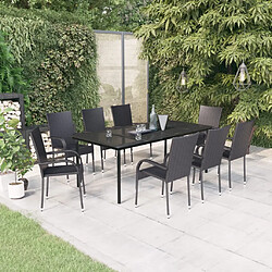 vidaXL Ensemble à manger de jardin 9 pcs Noir