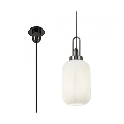 Luminaire Center Suspension design 1 ampoule Chrome noir,opale