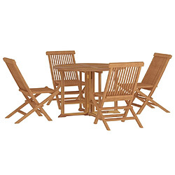 Avis Maison Chic Mobilier à dîner pliable 5 pcs,Table et chaises d'extérieur Bois solide de teck -GKD852318