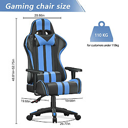 Avis Fauteuil Gamer - BIGZZIA Chaise Gaming Ergonomique - Siège Gamer avec appui-tête et oreiller lombaires - Inclinable 90 °-155 ° -Noir et Bleu