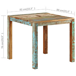 vidaXL Table à manger 82x80x76 cm Bois de récupération massif pas cher