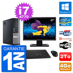 PC Dell 9020 SFF Ecran 27" Intel i7-4770 RAM 4Go Disque 2To Windows 10 Wifi - Occasion