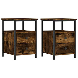 Maison Chic Lot de 2 Tables de chevet - Tables de Nuit chêne fumé 34x35,5x50 cm bois ingénierie