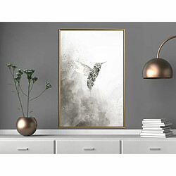 Paris Prix Affiche Murale Encadrée Hummingbird in Shades of Grey 40 x 60 cm Or