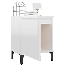 Avis vidaXL Table de chevet avec pieds en métal blanc brillant 40x30x50 cm