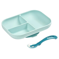 Beaba Ensemble d'assiette bébé à 2 compartiments Silicone Bleu