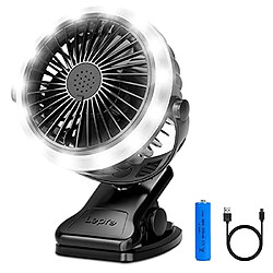 Ventilateur de Camping pour Tente, ventilateur de Bureau Rechargeable USB, Ventilateur Portable à Clipser avec Lumière, petit Ventilateur de Table Silencieux à 3 Vitesses, ventilateur de Refroidissement Rotatif à 360 Degrés,