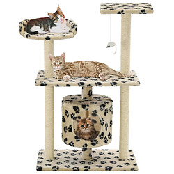 Arbre à chat,niche pour chat avec griffoir en sisal 95 cm Beige Motif de pattes -MN62412